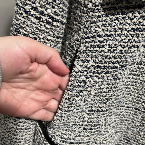 Club Monaco Jowdie Tweed Open Front Crop Jacket Leather Accent - Picture 7 of 17